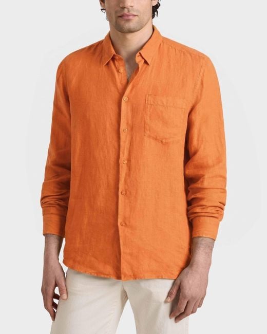 Vilebrequin Orange Linen Shirt Solid for men