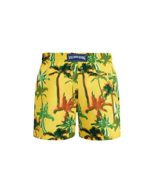 Vilebrequin Yellow Ultra-light And Packable Swim Shorts Palms Offset for men