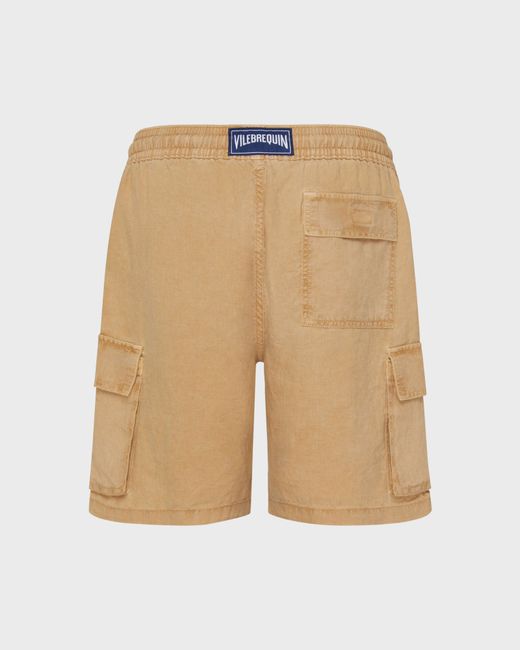 Vilebrequin Linen Bermuda Shorts Cargo Pockets Natural Dye for men