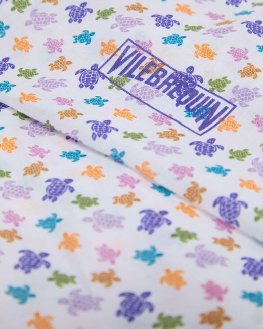 Vilebrequin White Cotton Voile Scarf Micro Ronde Des Tortues