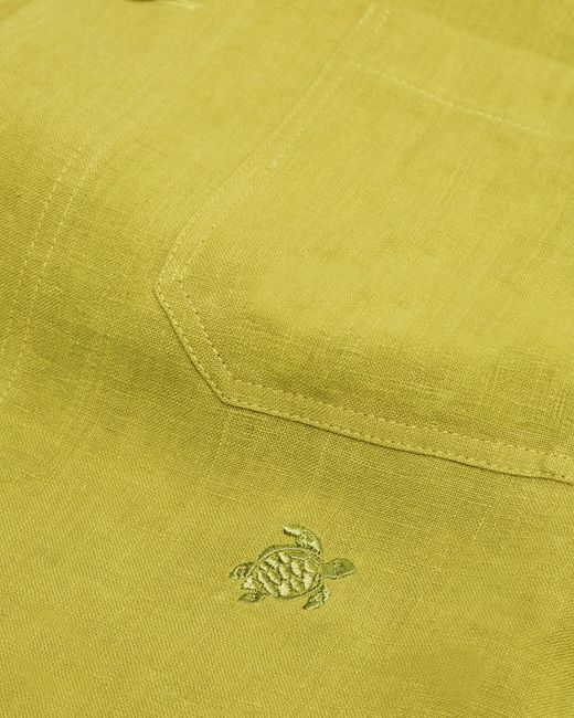 Vilebrequin Yellow Linen Overshirt Solid - Jacket - Corentin - Green - Size S for men