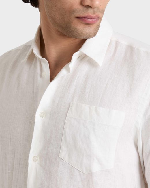 Vilebrequin White Linen Shirt Solid for men