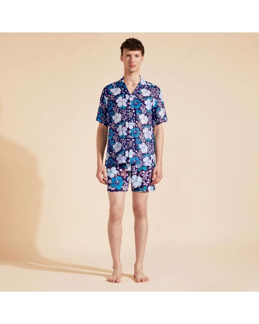 Vilebrequin Tropical Turtles Bowling-hemd Aus Ramie-stoff Für Herren in Blue für Herren