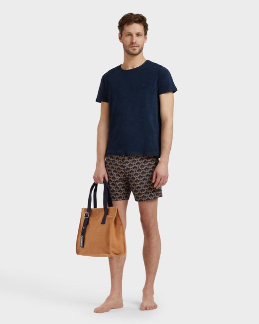 Vilebrequin Black Stretch Short Flat Belt Swim Shorts Turtles Chain for men