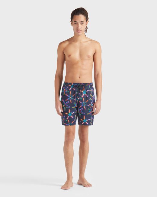 Vilebrequin Blue Long Stretch Swim Trunks Disco Stars for men