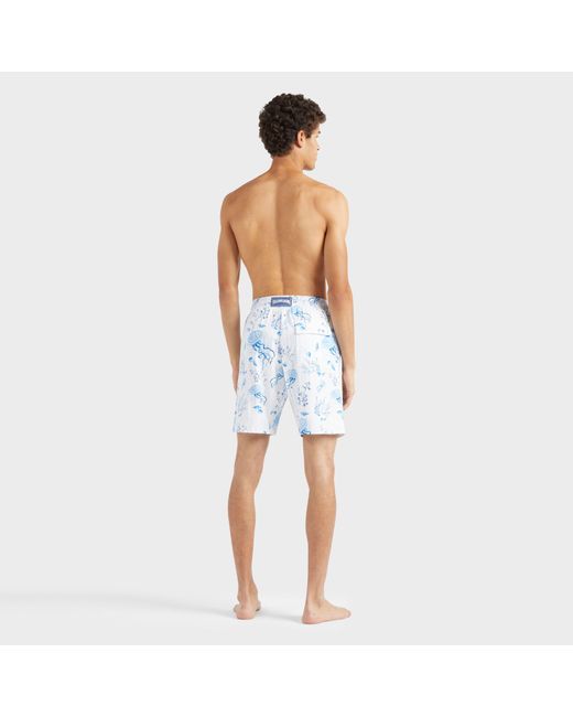 Pantaloncini Mare Uomo Lunghi Elasticizzati Medusa And Shells di Vilebrequin in Blue da Uomo