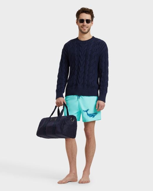 Vilebrequin Blue Swim Shorts Embroidered Whale for men