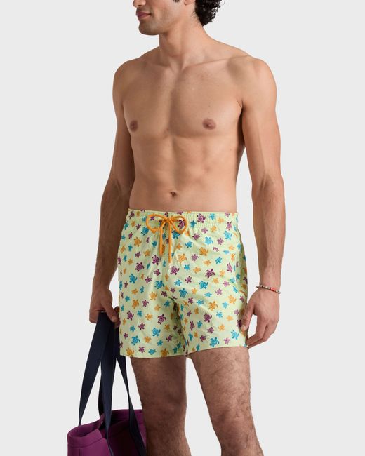 Vilebrequin Green Embroidered Swim Shorts Micro Ronde Des Tortues for men