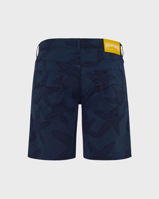Vilebrequin Blue Bermuda Shorts Starfish Darkening Printed Gabardine for men