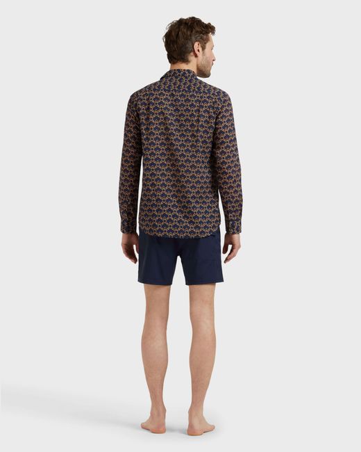 Vilebrequin Gray Cotton Voile Shirt Turtles Chain - Shirt - Caracal - Blue - Size Xl