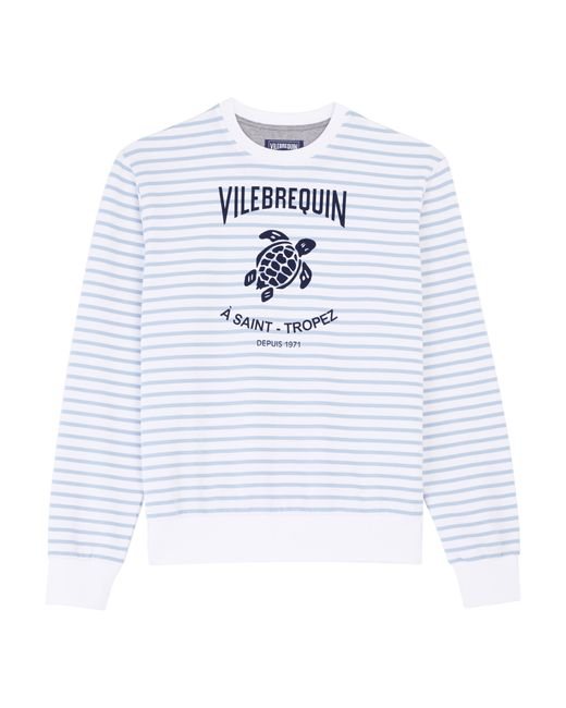 Vilebrequin Gestreiftes Baumwoll-sweatshirt Mit Rundhalsausschnitt Für Herren in Blue für Herren