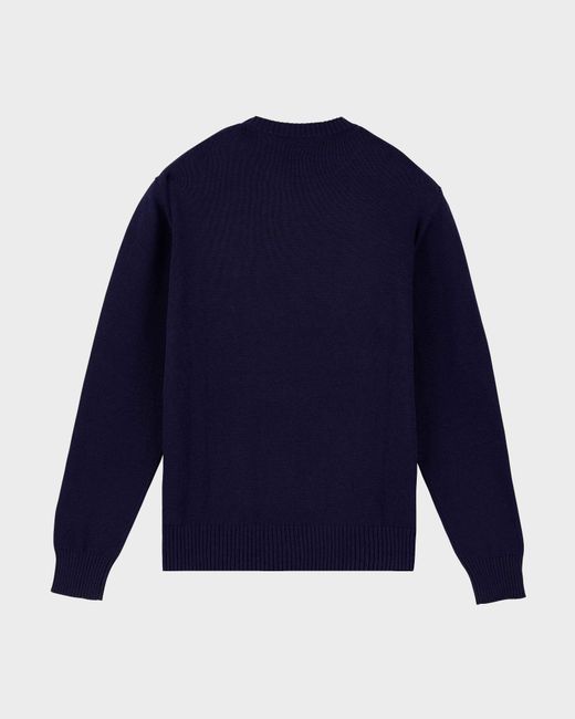 Vilebrequin Blue Cotton And Cashmere Crewneck Sweater Turtle for men