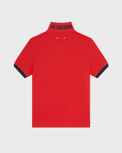 Vilebrequin Red Organic Cotton Pique Polo Shirt Solid for men