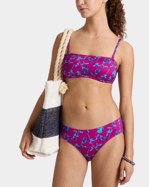 Vilebrequin Purple Midi Brief Bikini Bottom Roses