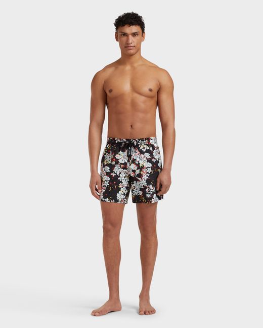Vilebrequin Black Swim Shorts Flower Splash for men