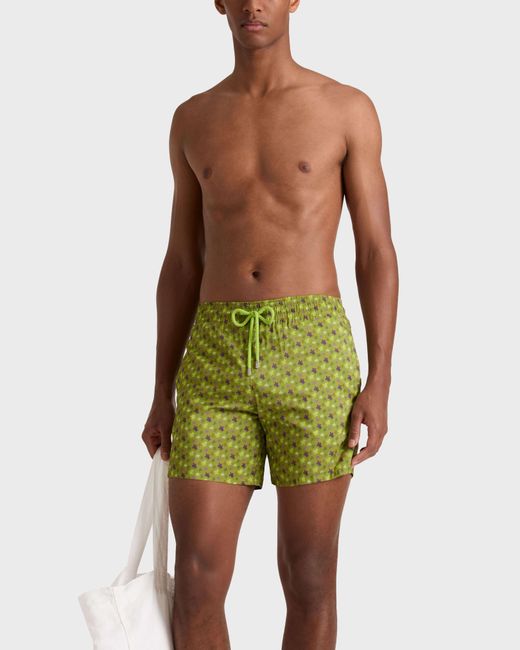 Vilebrequin Green Ultra-Light And Packable Swim Shorts Micro Ronde Des Tortues for men