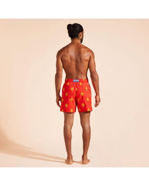 Vilebrequin Red Swim Shorts Fleur De Poulpe for men