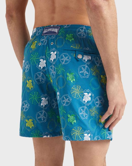 Vilebrequin Blue Swim Shorts Embroidered Oursins for men