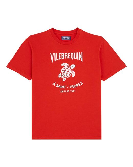 T-shirt uomo in cotone gomy placed logo - t-shirt - portisol di Vilebrequin in Purple da Uomo
