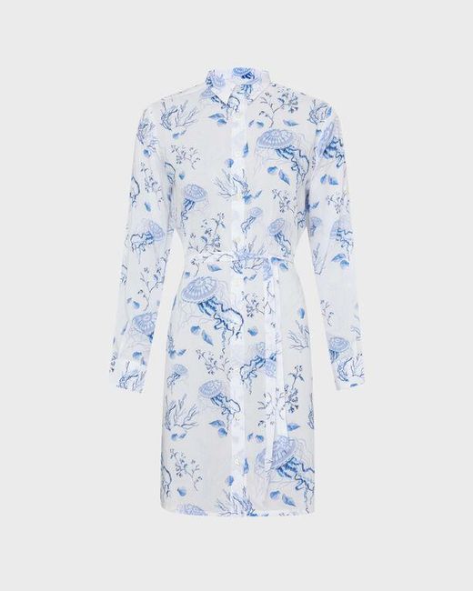 Vilebrequin Blue Viscose Shirt Dress Medusa And Shells - Shirt Dress - Florence - White - Size S