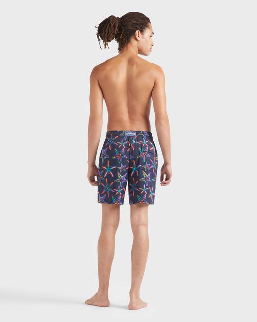 Vilebrequin Blue Long Stretch Swim Trunks Disco Stars for men