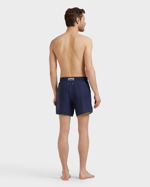 Vilebrequin Linen Swim Trunks Solid - Swimwear - Mallorca - Blue - Size S for men
