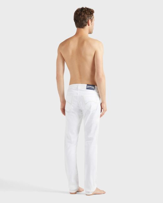 Vilebrequin White Solid Linen And Cotton Pants for men