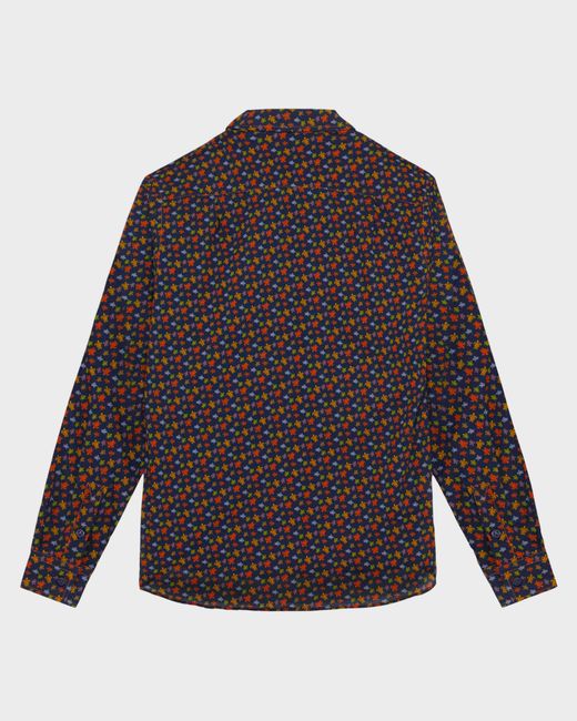 Vilebrequin Blue Cotton Voile Shirt Micro Ronde Des Tortues - Shirt - Caracal - Orange - Size S