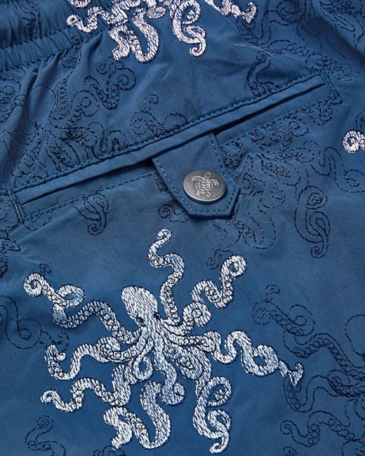 Vilebrequin Embroidered Swim Trunks Octopus In Stripes - Limited Edition - Swimwear - Mistral - Blue - Size Xl for men