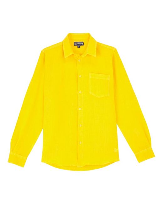 Chemise en lin homme unie - caroubis Vilebrequin pour homme en coloris Yellow