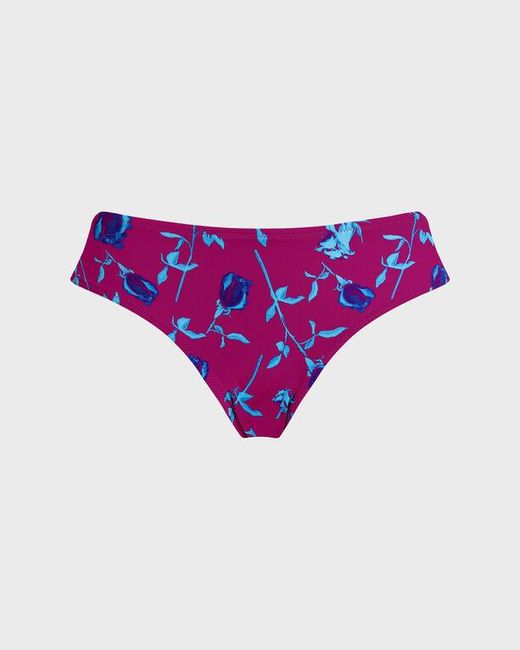 Vilebrequin Purple Midi Brief Bikini Bottom Roses