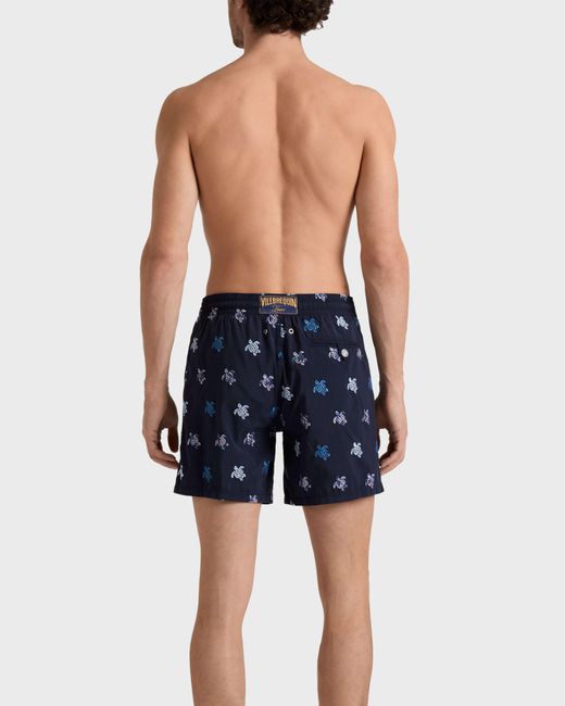Vilebrequin Blue Embroidered Swim Shorts Micro Tortues Diagonales for men