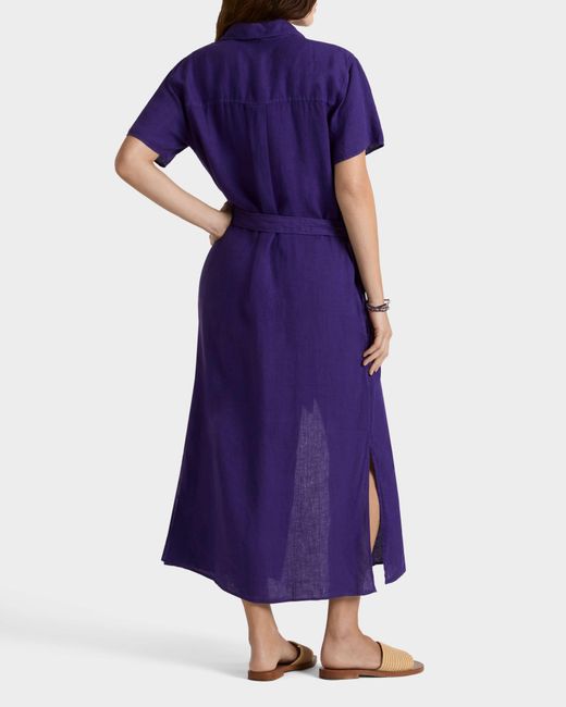 Vilebrequin Purple Linen Shirt Dress Solid