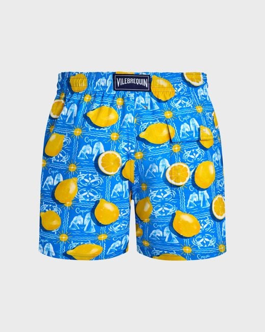 Vilebrequin Blue Stretch Swim Shorts Capri for men