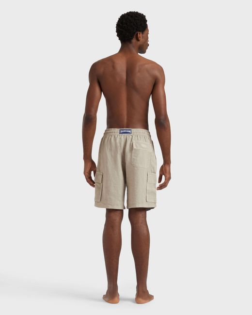Vilebrequin Natural Linen Bermuda Shorts Cargo Pockets for men