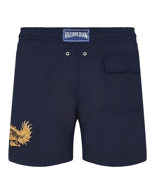 Vilebrequin Blue Placed Embroidery Swim Shorts The Year Of The Dragon for men