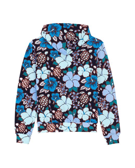 Vilebrequin Blue Cotton Full Zip Hooded Sweatshirt Tropical Turtles for men