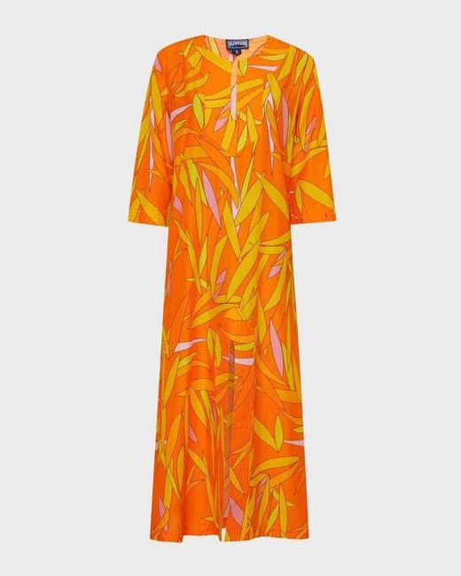 Vilebrequin Orange Long Cotton And Silk Kaftan Madrague