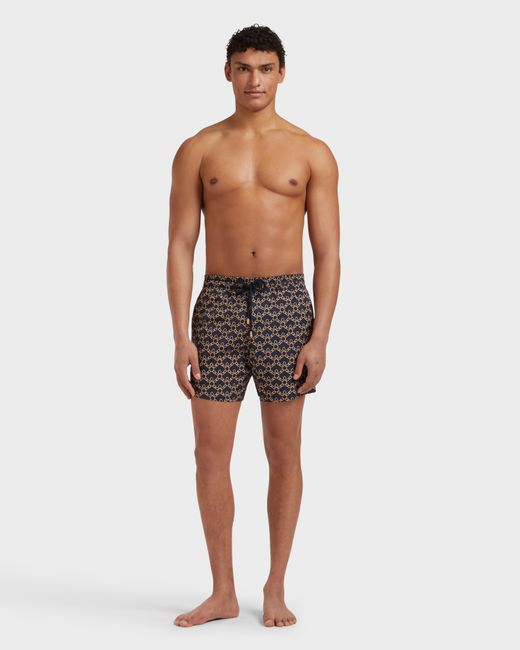 Vilebrequin Black Stretch Short Swim Shorts Turtles Chain for men