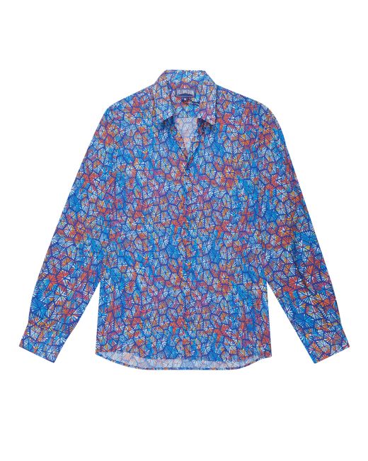 Vilebrequin Blue Cotton Voile Lightweight Shirt Carapaces Multicolores
