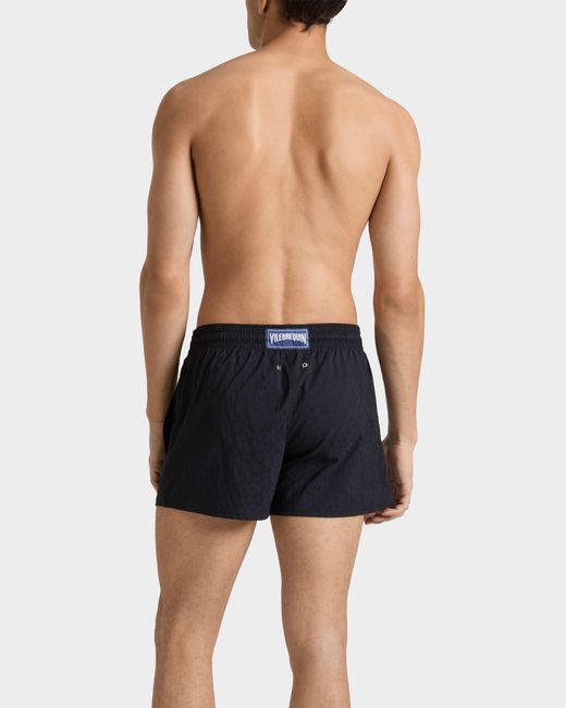 Vilebrequin Blue Short Swim Trunks Jacquard Turtles for men