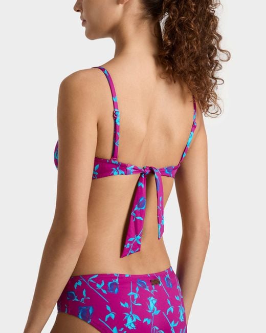Vilebrequin Purple Bandeau Bikini Top Roses