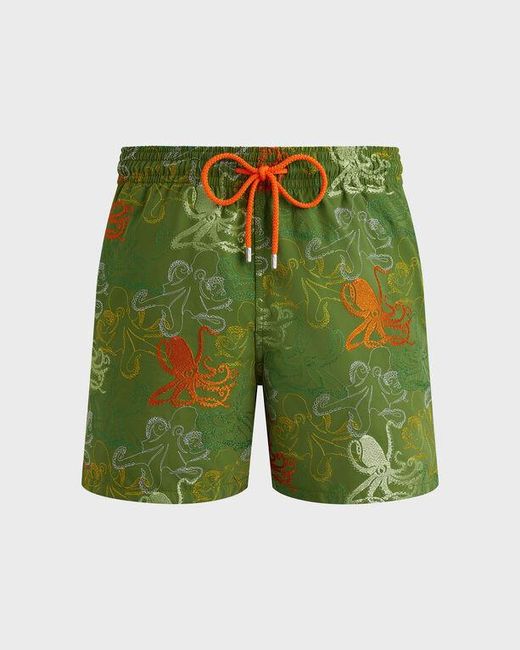 Vilebrequin Green Swim Shorts Embroidered Octopussy for men
