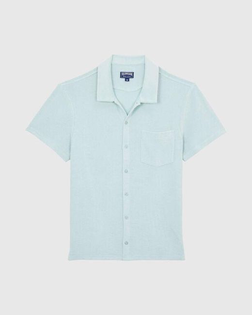 Vilebrequin Blue Terry Bowling Shirt Solid for men