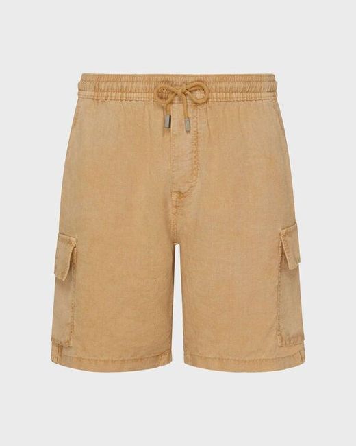 Vilebrequin Linen Bermuda Shorts Cargo Pockets Natural Dye for men