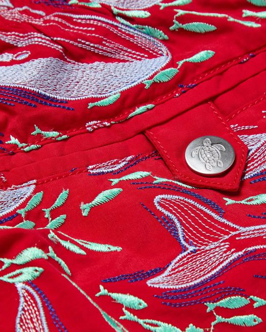 Vilebrequin Embroidered Swim Trunks Whales Offset - Limited Edition - Swimwear - Mistral - Red - Size M for men