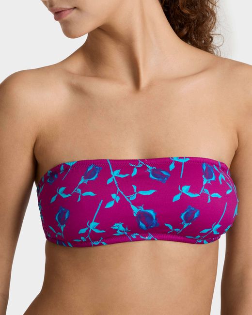 Vilebrequin Purple Bandeau Bikini Top Roses