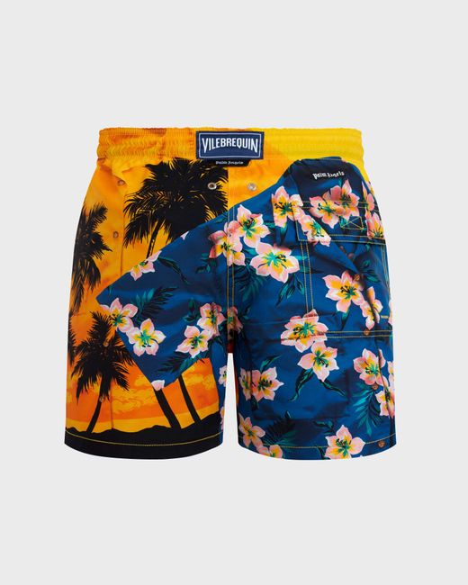 Vilebrequin Blue Swim Shorts Hawaiian Mix for men