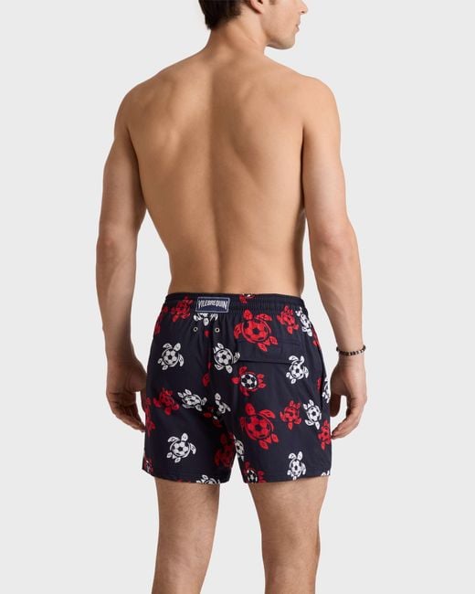 Vilebrequin Blue Stretch Short Swim Shorts Soccer Turtles for men