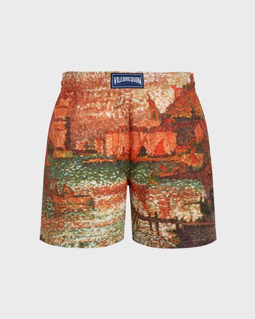 Vilebrequin Orange 360 Swim Trunks Sortie Du Port De St Tropez for men